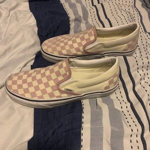 Vans Pink Checkerboard Slip-Ons